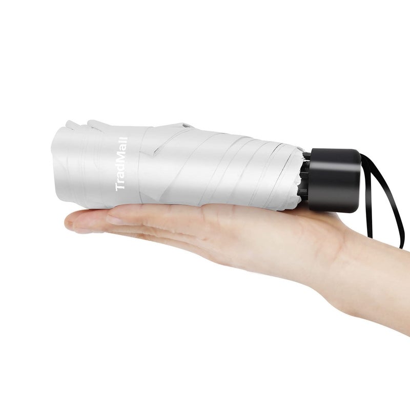 TradMall Mini Travel Umbrella, Portable Lightweight Compact Parasol with 95% UV Protection for Sun & Rain, White - Image 4